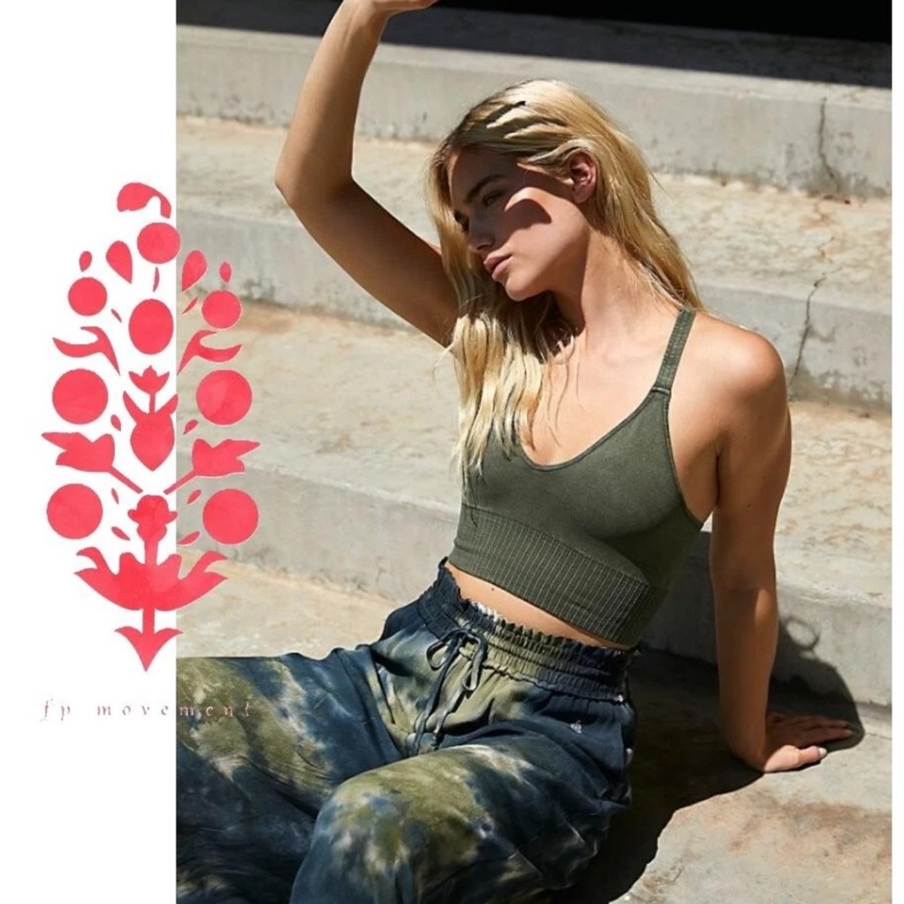 Free People Movement, Good Karma V Neck Cami/Tank, Secret Moss, M/L, NWT!